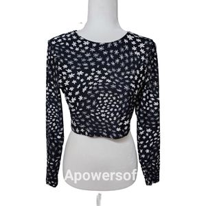 Endless Waves Black & White Floral Long Sleeve Surf Swim Top